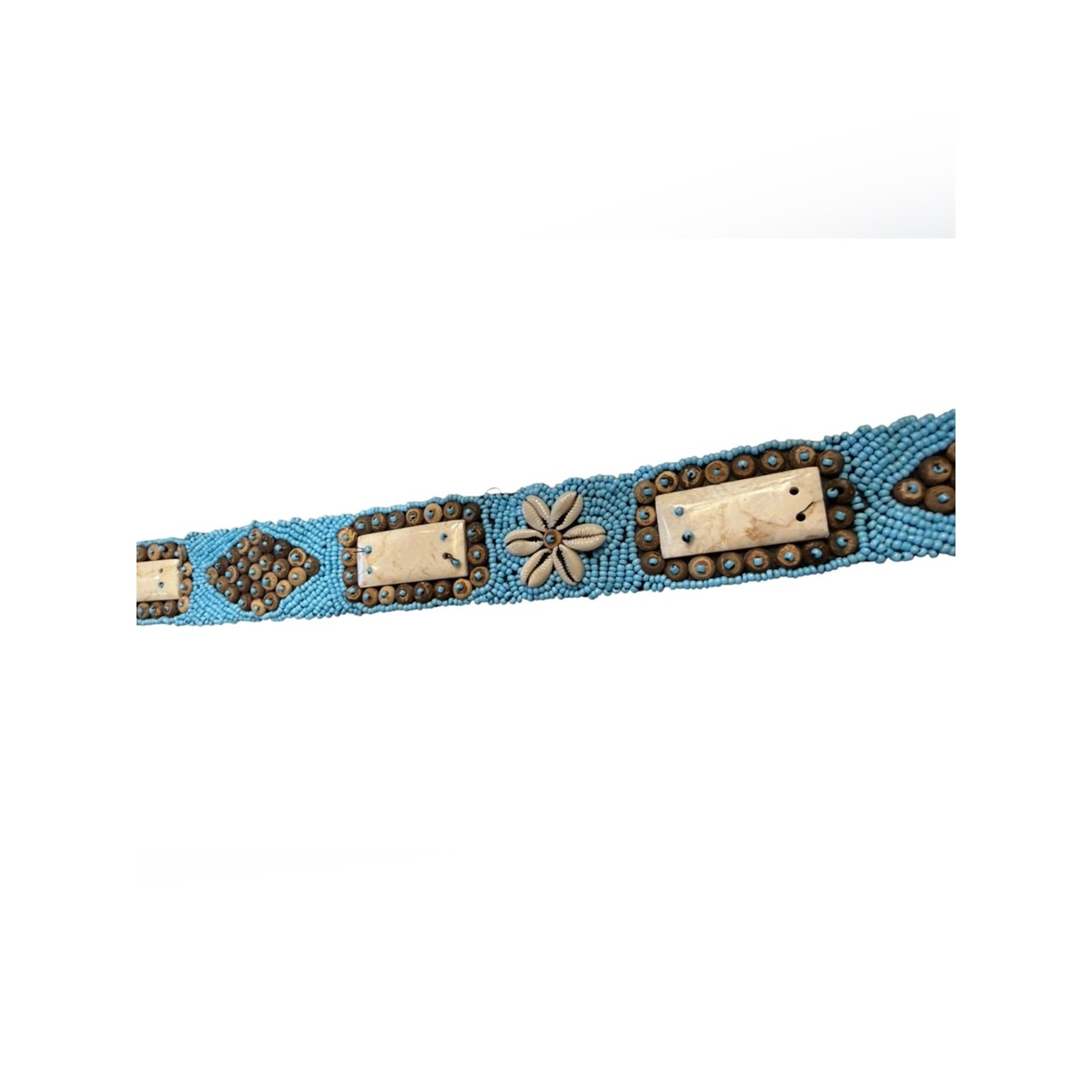 Beaded Blue and Brown Embellished Belt Ties 32” (Not Including Ties)