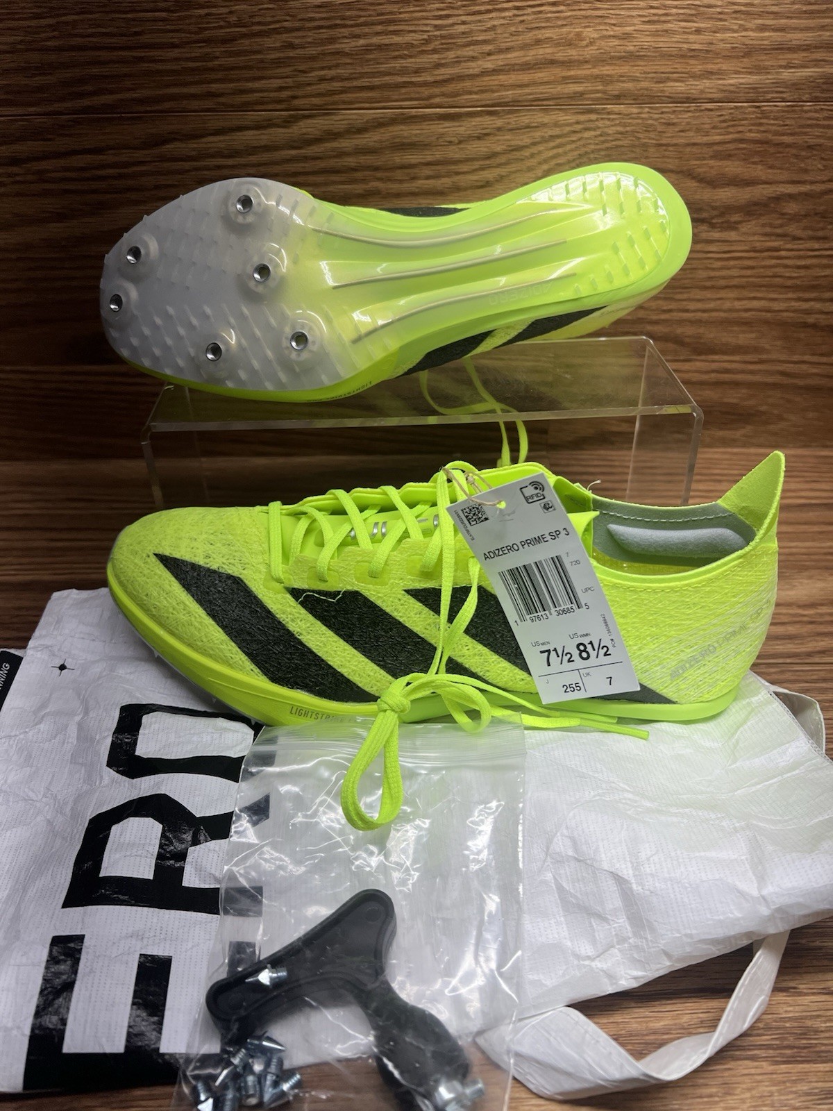adidas Adizero Prime SP 3 Track Spikes Lucid Yellow Black Men’s Size 7.5 IH5800