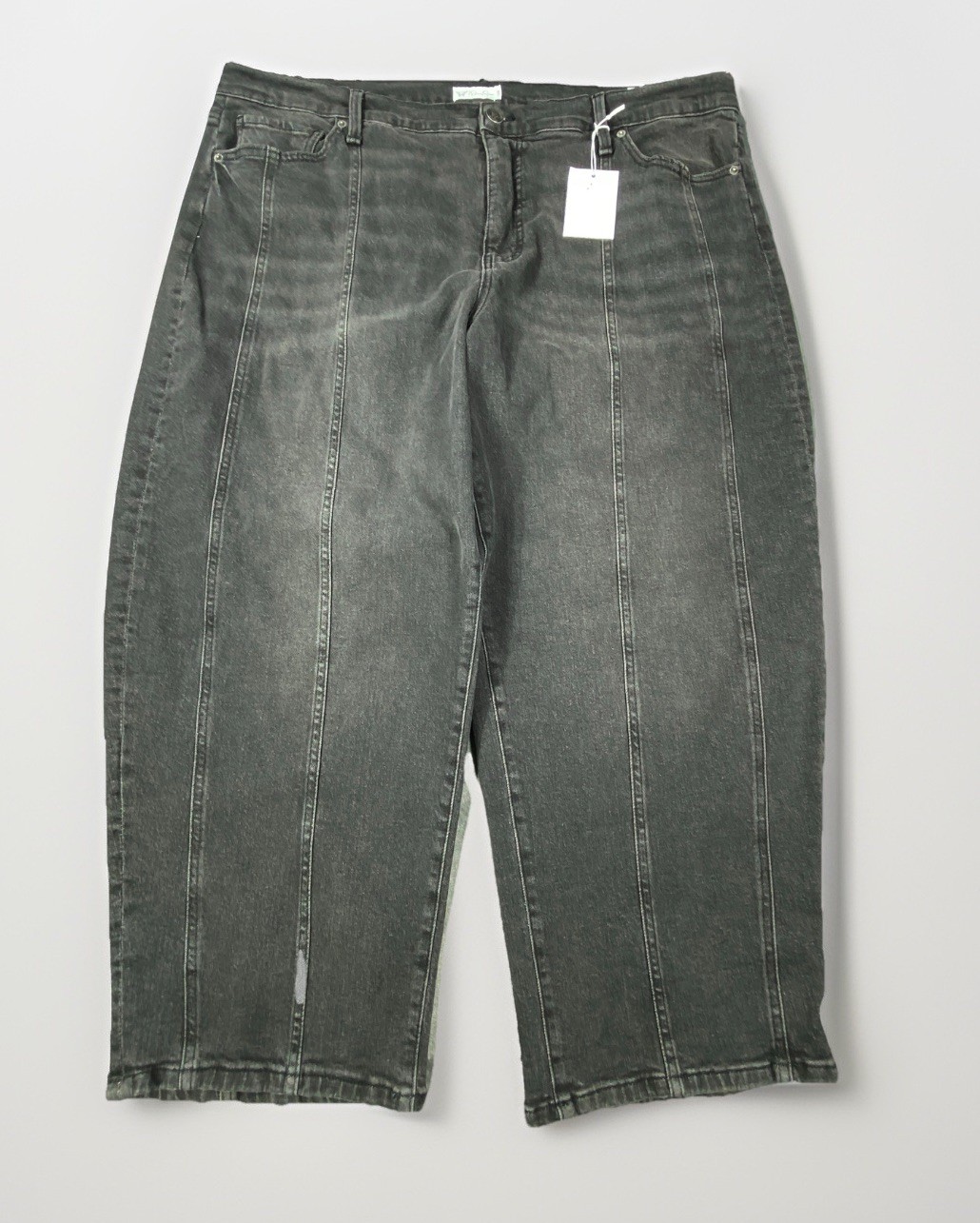 Jessica Simpson Myrtle Barrel Leg Jeans Women 18W Faded Black Wash Boho NEW