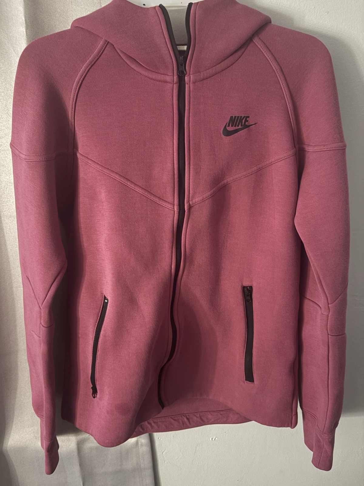 Nike Women’s Pink Full Zip Hooded Hoodie w/ Pockets Solid Logo Size S