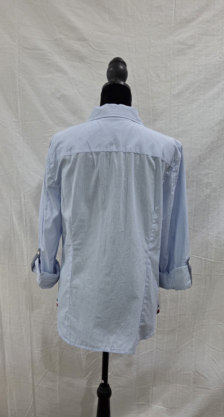 Tommy Hilfiger Women’s Cotton Pinstripe Button Down Shirt Blue Size M