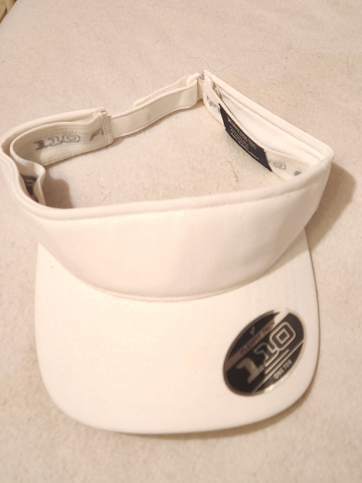 FLEXFIT Tech 110 Adjustable Fit VISOR White Hat Cap Golf Tennis New!