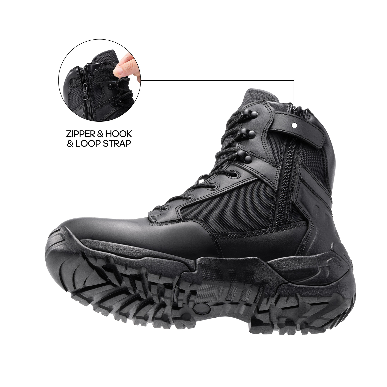 Men’s Military Combat Boots Tactical Work Boots Outdoor Side Zipper Shoes