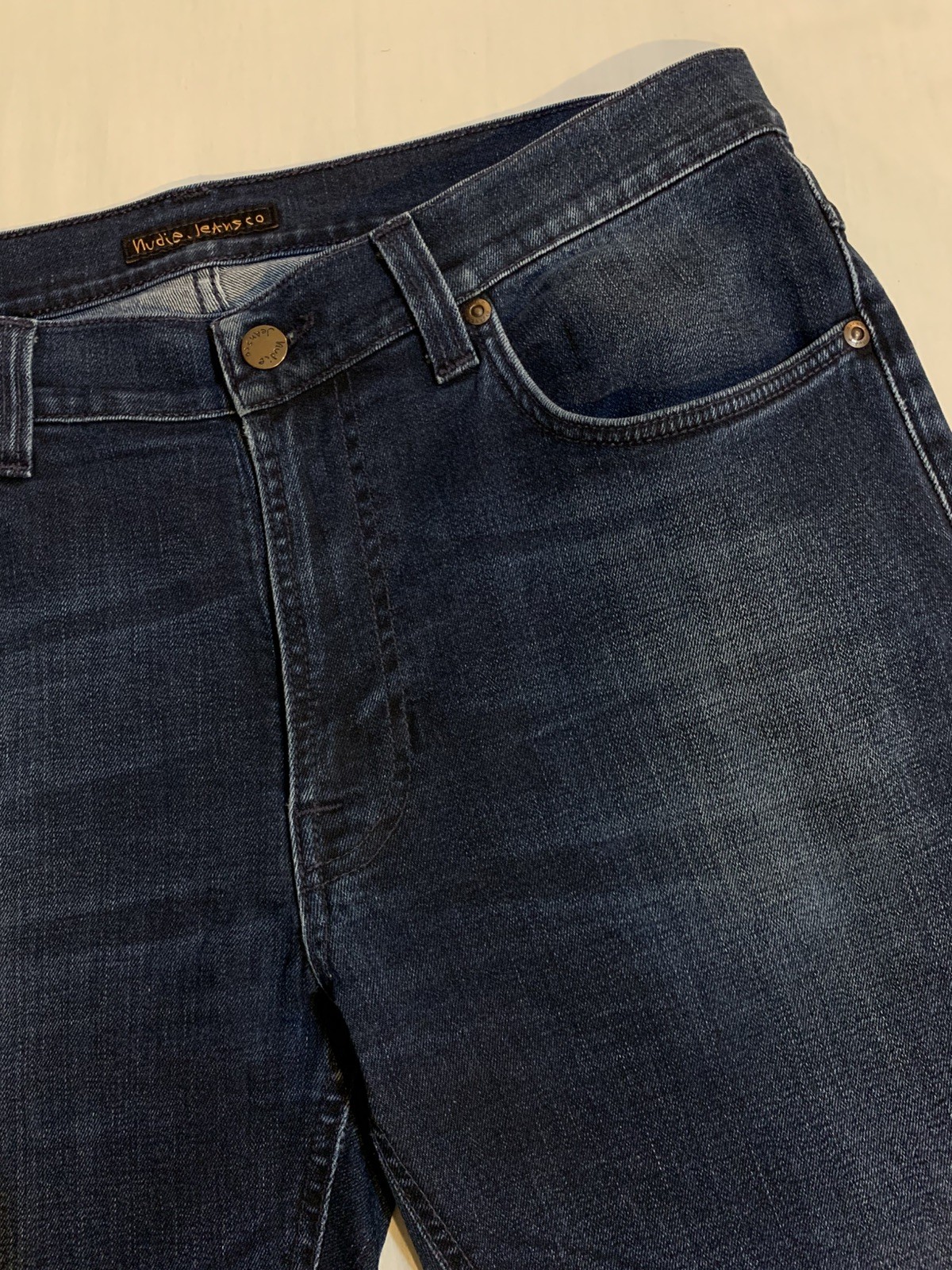 Nudie Jeans Co, Lean Dean, Deep Sparkle, 98% Cotton 2% Elastane, Size 34 x 34.
