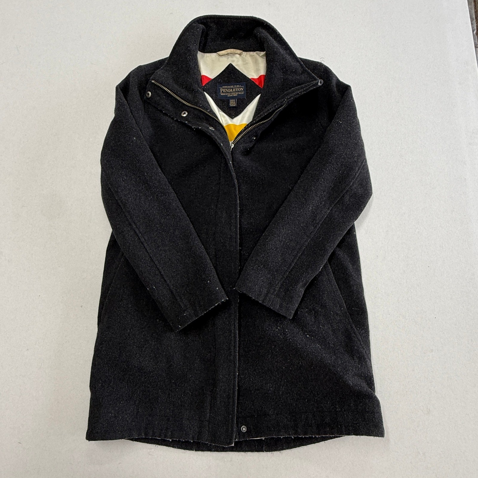 Pendleton Mens Wool Glacier Park Coat Charcoal Grey Full Zip Jacket Small