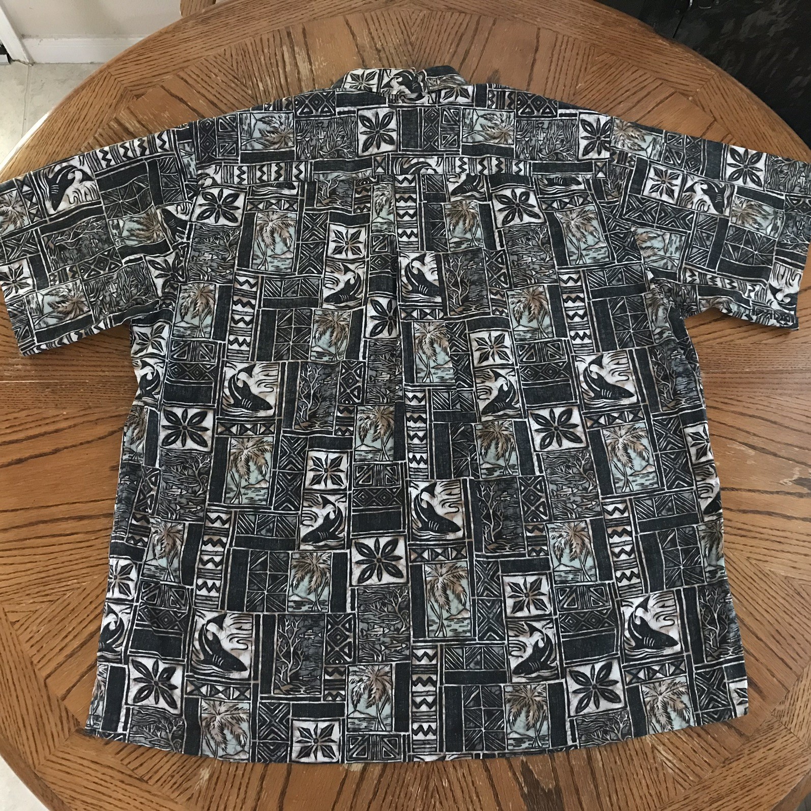 Cooke Street Honolulu Shirt Men’s XXL Black Grey Brown Reverse Palm Hawaiian