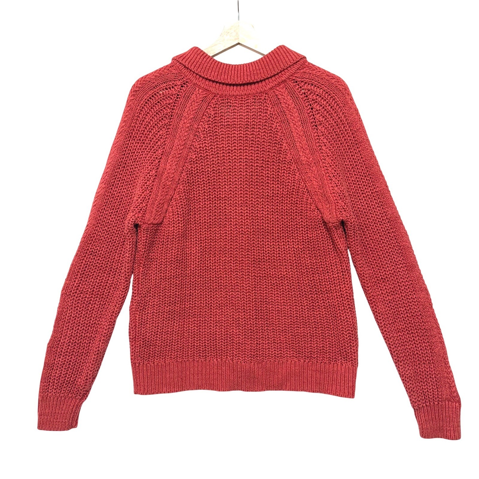 Garnet Hill Maren Cardigan Sweater Med Organic Cotton Linen Shaker Knit Collared