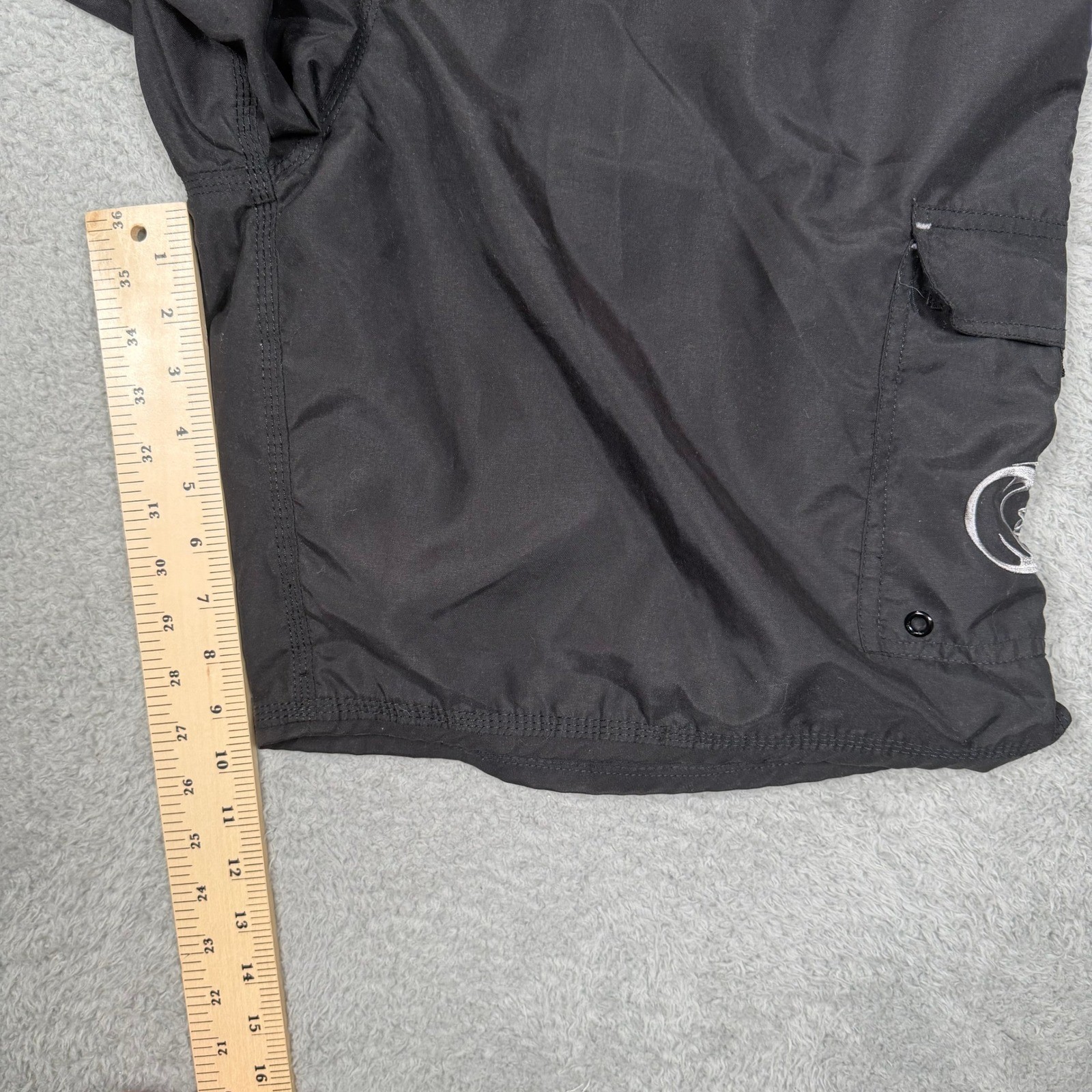 Snap Mens Black Microfibre Cargo Board Shorts Swim Trunks Size 44 Lace Up Y2K