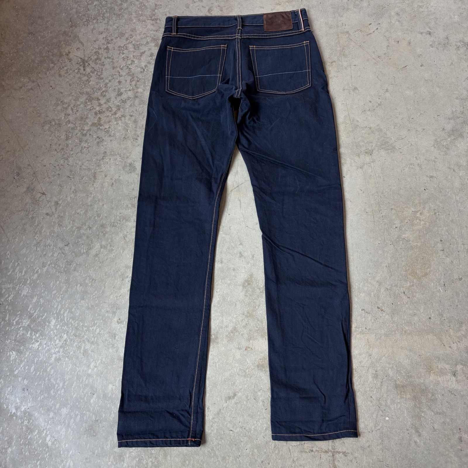 Gustin California Straight Raw Selvedge Jeans Denim Blue Button Fly Men’s 32×34