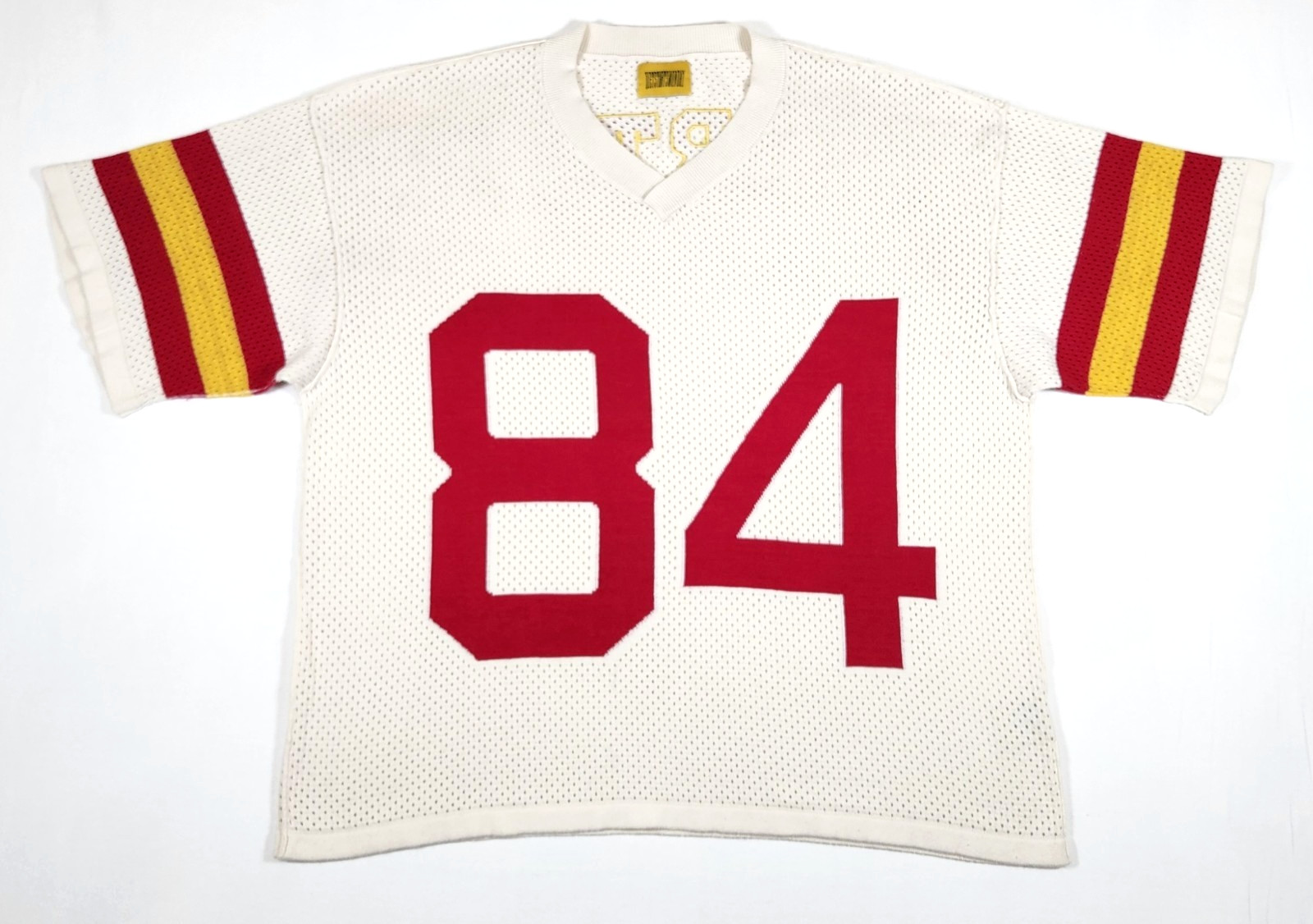Diet Starts Monday Mesh Cream/Red “84” Football Knit Jersey – L