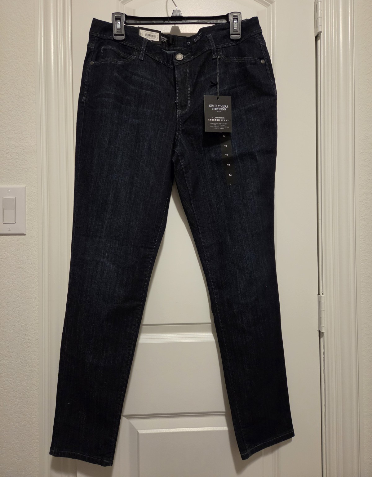 Simply Vera Vera Wang Women’s Dark Blue Midrise Slimming Stretch Jeans – Size 12