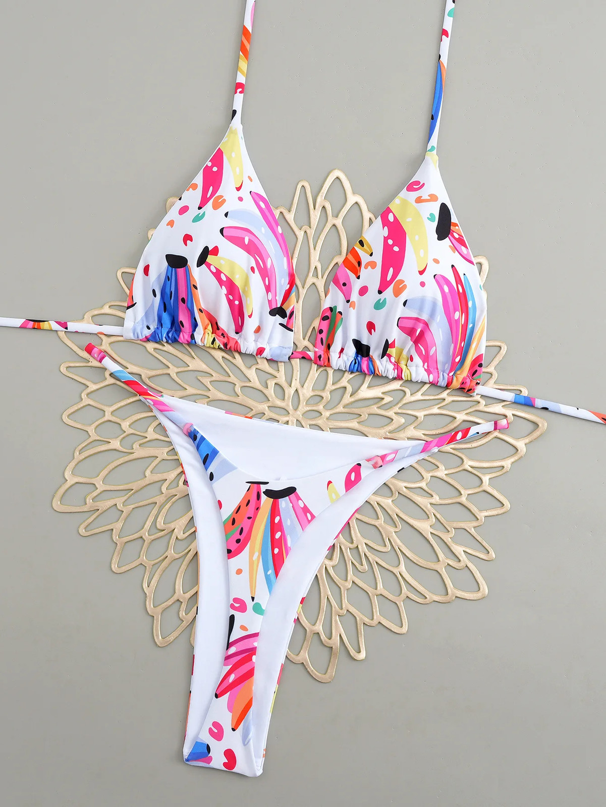 Womens Sexy Leopard String Bikini Push Up Brazilian Swimwear Thong Bathing Suits