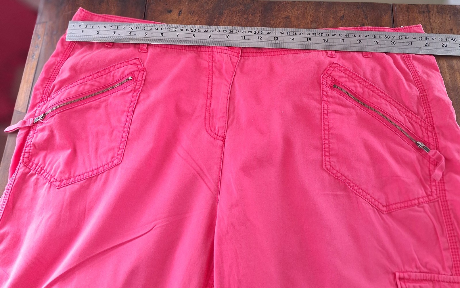 M&S Cargo Combat Trousers Cropped Adjustable Length UK22 Hot Pink 100% Cotton