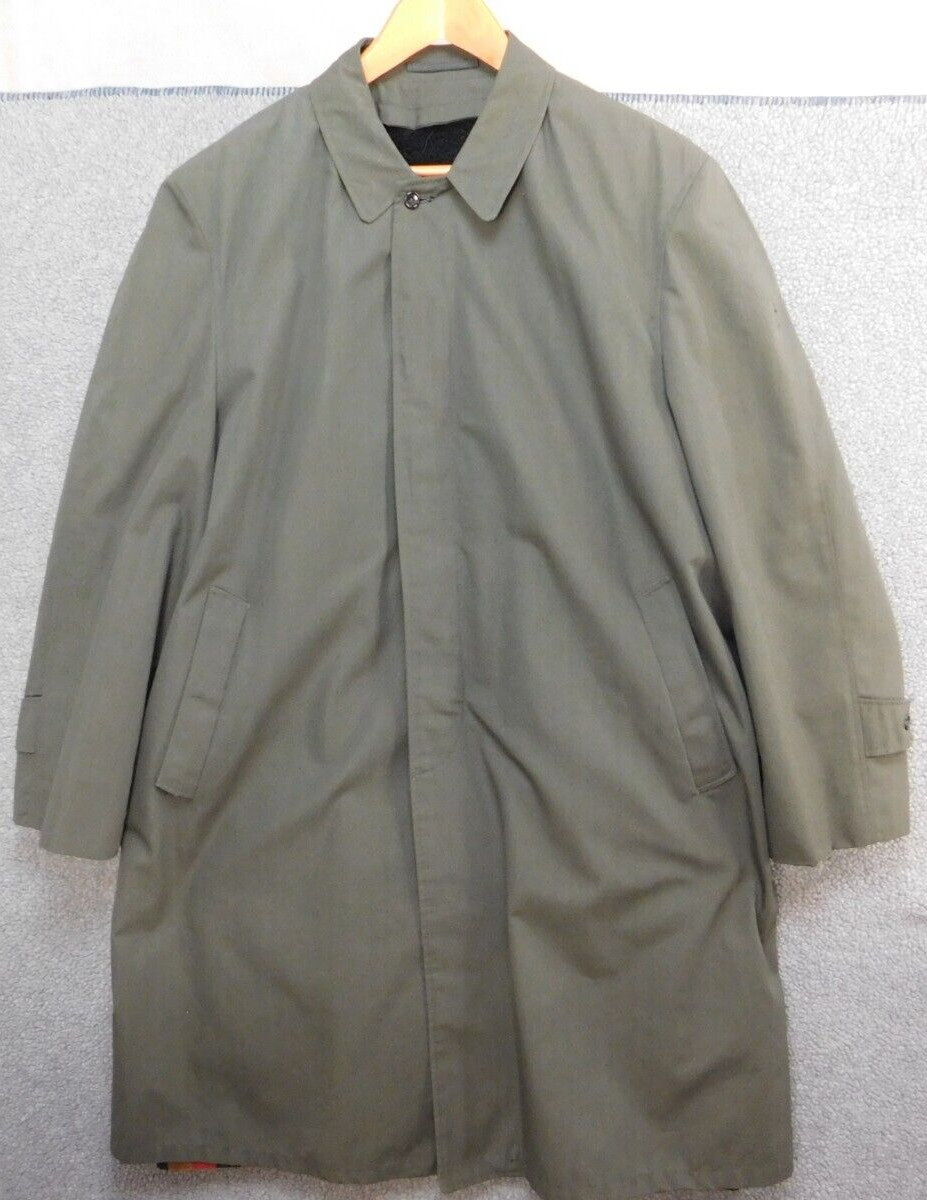 Vintage 60s Penney’s Towncraft Long Olive Trench Winter Coat Jacket w/Liner 40R