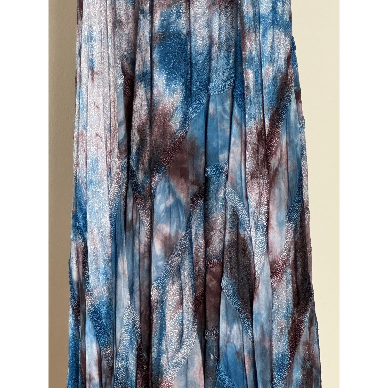 Boho Grunge Whimsigoth Fairy Hem Midi Dress Blue Brown Silver Free Size Best S-L