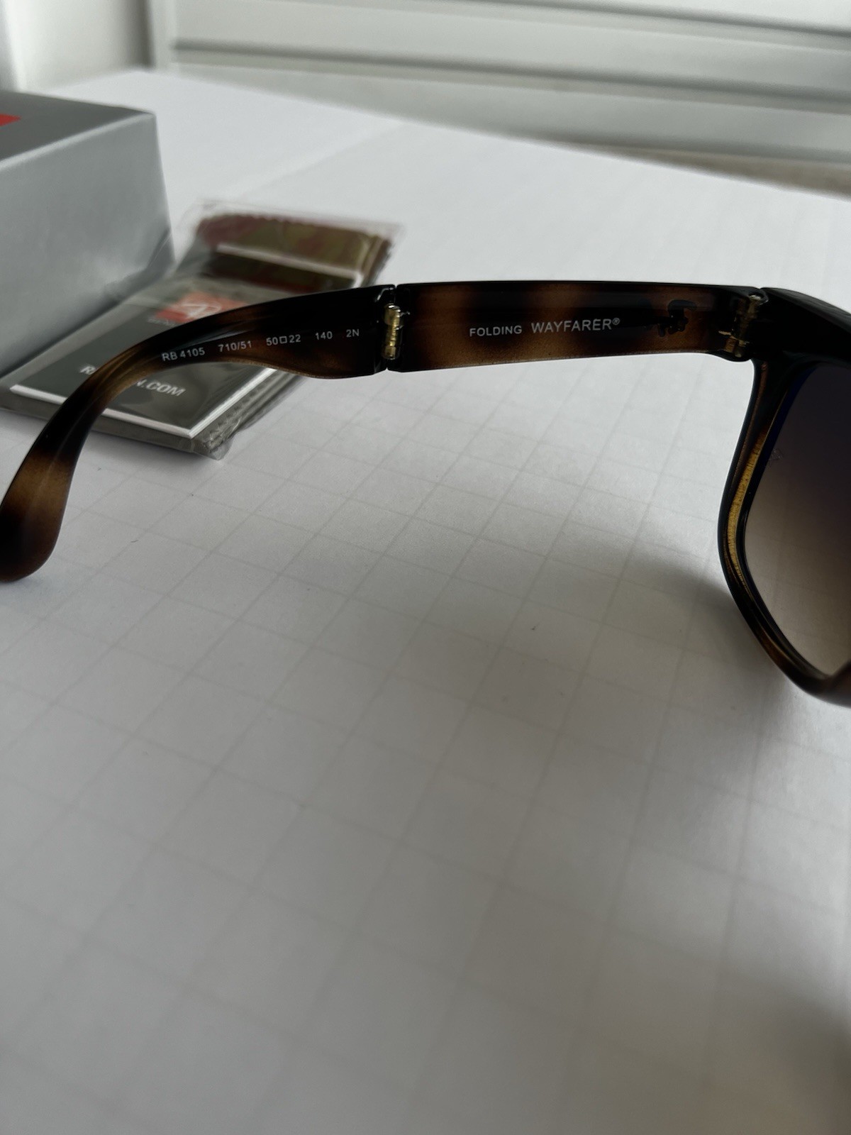 Ray Ban Folding Wayfarer RB4105 Sunglasses Tortoise Frame Brown Lens