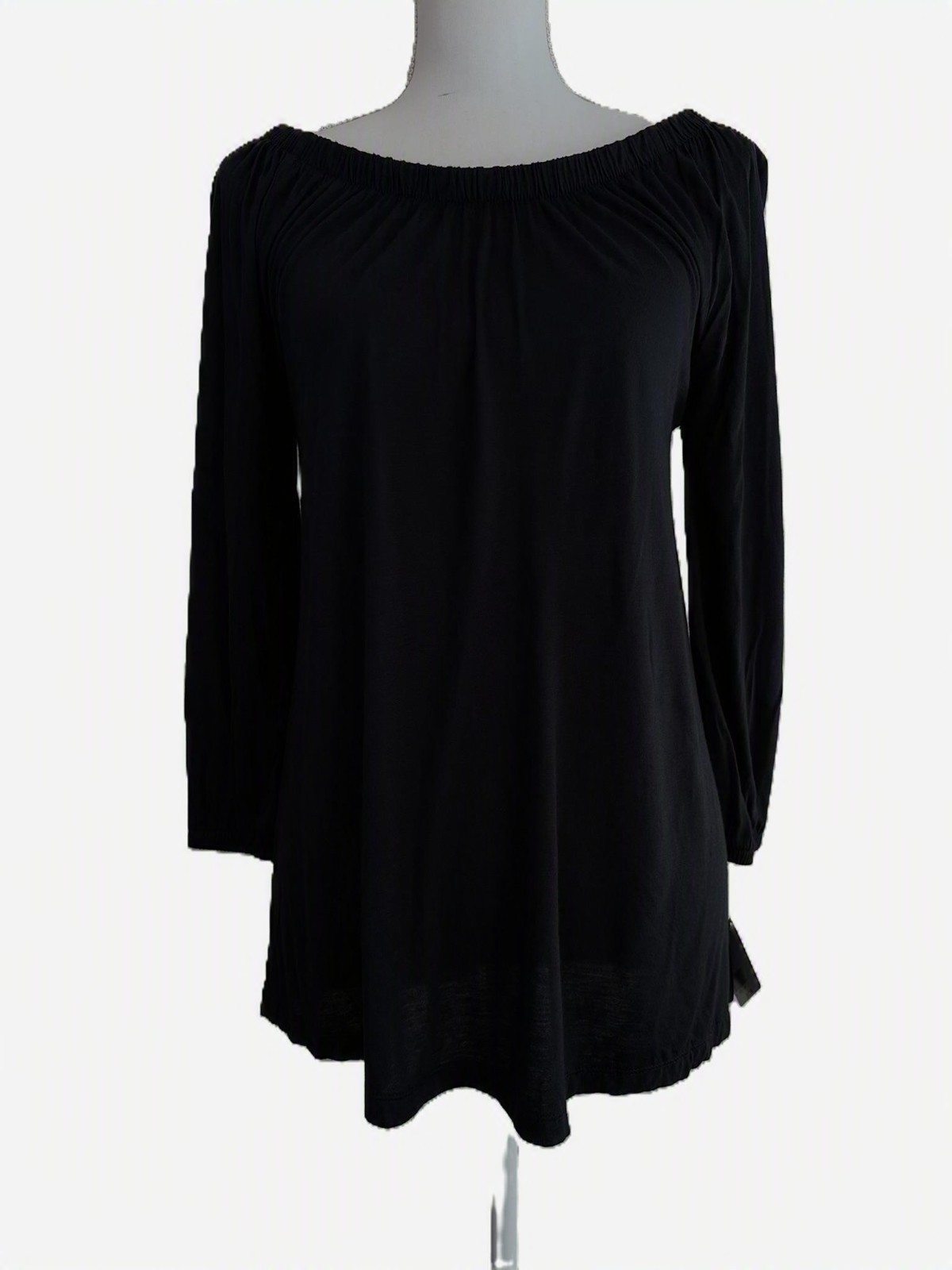 NWT JW Style Womens Medium Black Off Shoulder Long Sleeve Knit Top Boho Casual