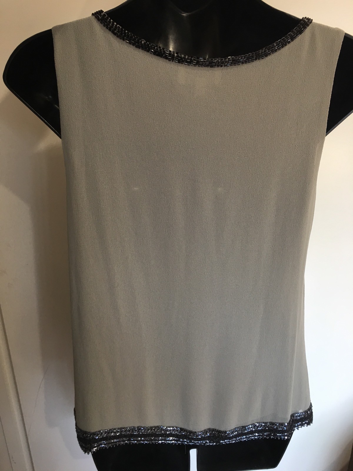 Grace Hill Designer Art Deco Vintage Retro Party Sequins Grey Black Top Size 8