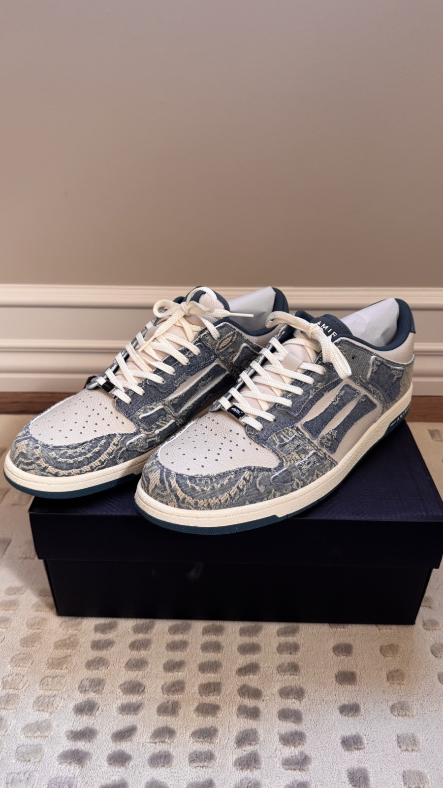 Amiri Skel Low-Top Sneakers in Natural/Denim BNWB 47