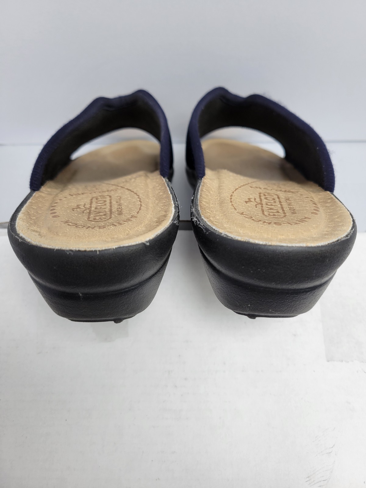 Fly Flot Two Pairs Beige & Navy Italian Leather Slide Sandals Size US 8