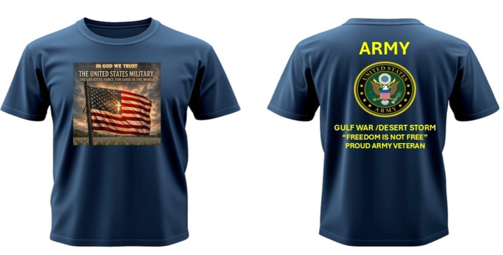 ARMY*KOREAN WAR VETERAN*FORCE FOR GOOD* 2-SIDED SHIRT. ARMY OFFICIAL LICENSE
