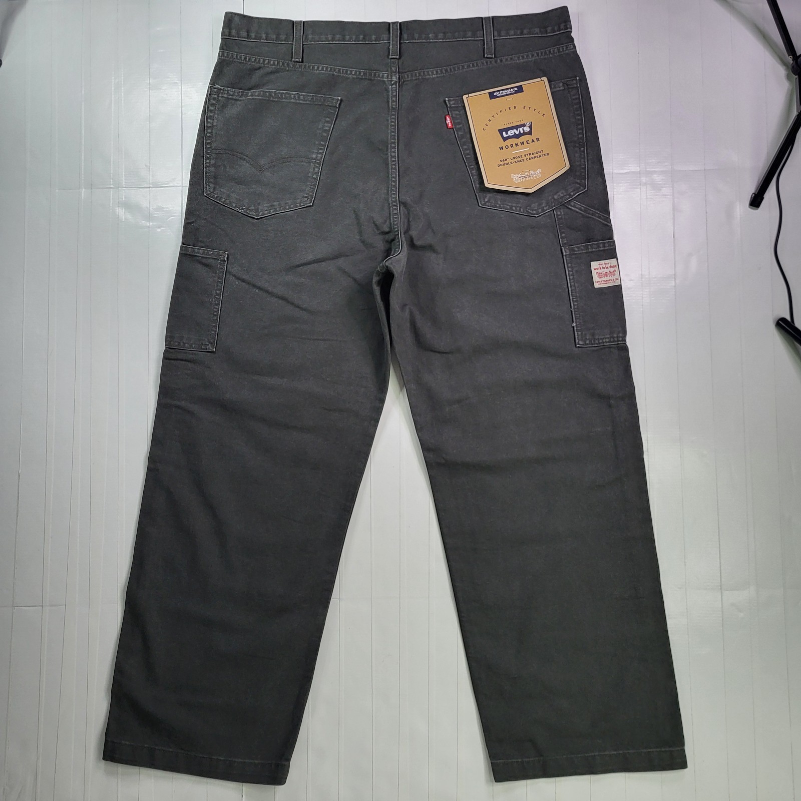 Levis 568 Double Knee Jeans 40×30 Carpenter Utility Loose Straight Men’s Black