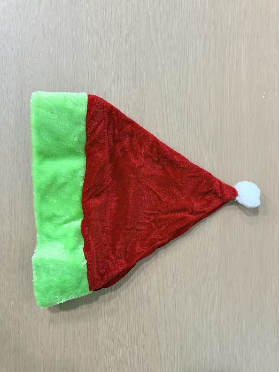 Adults Red and Green Santa Hat Soft Plush Christmas Holiday Party Costume US XMS