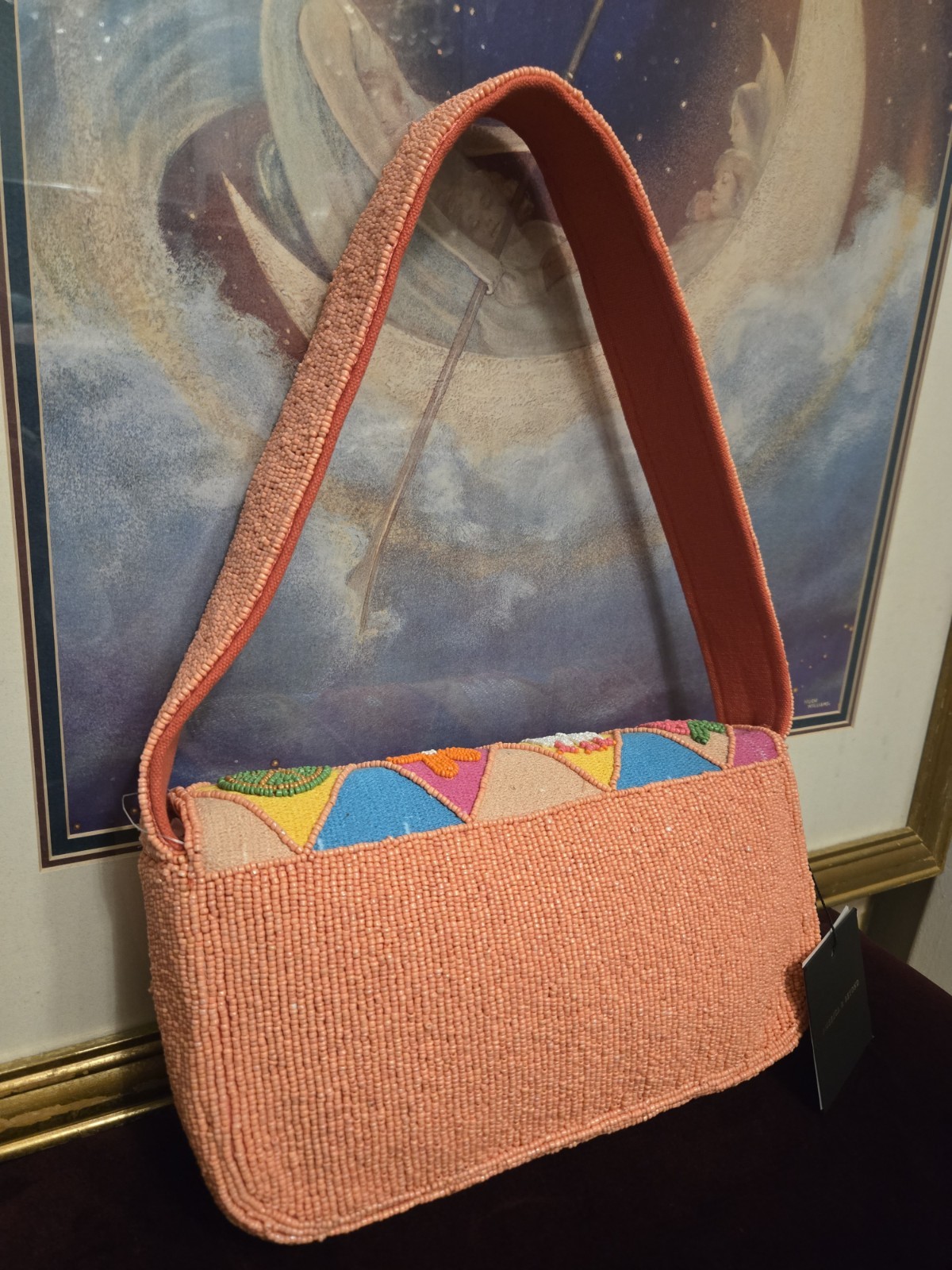 American & Beyond Viral Bright Fruit & Flower Patchwork Beaded Shoulder Bag New