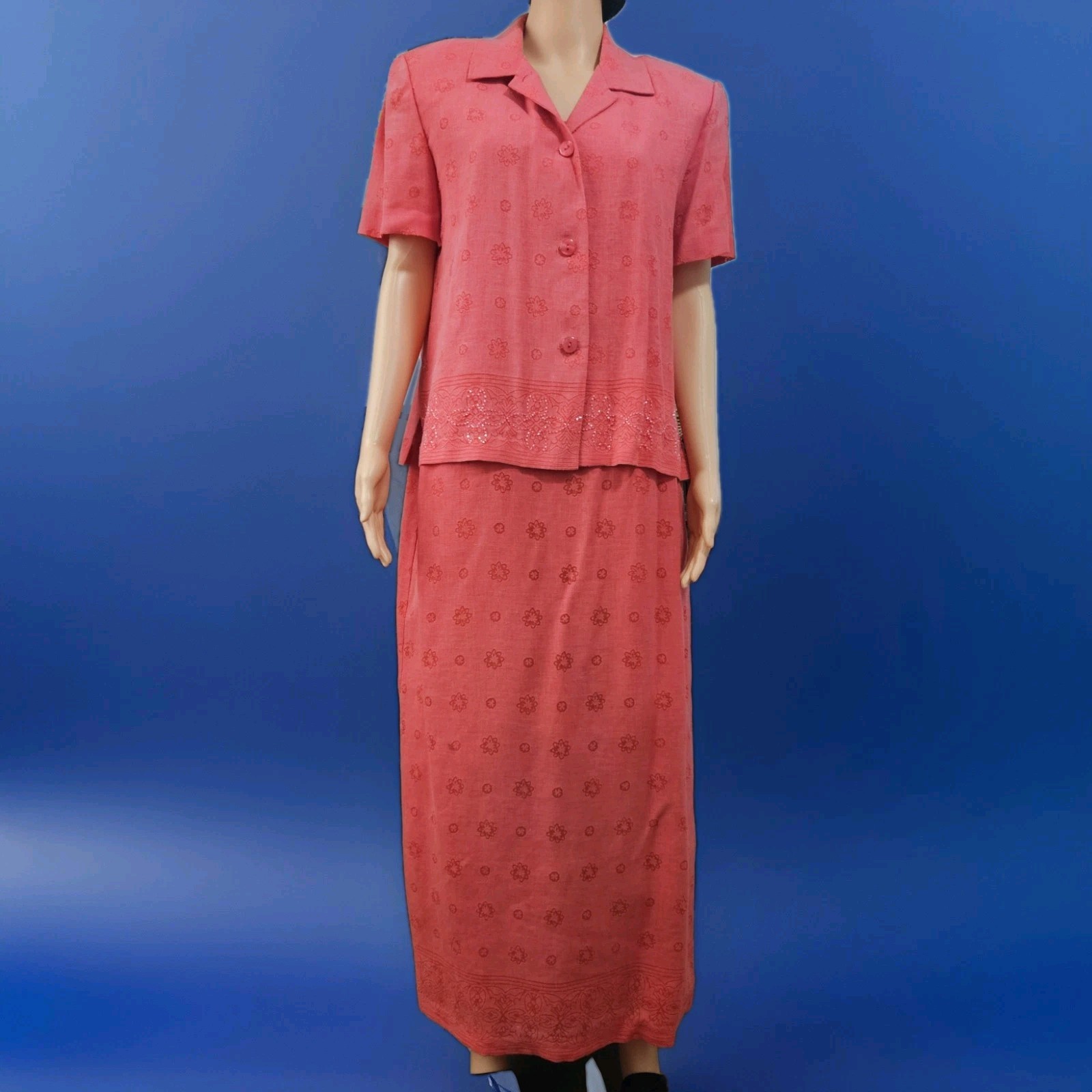 Jessica Howard 2 Piece Sleeveless Dress w/ Jacket Set Apricot Woman’s 14
