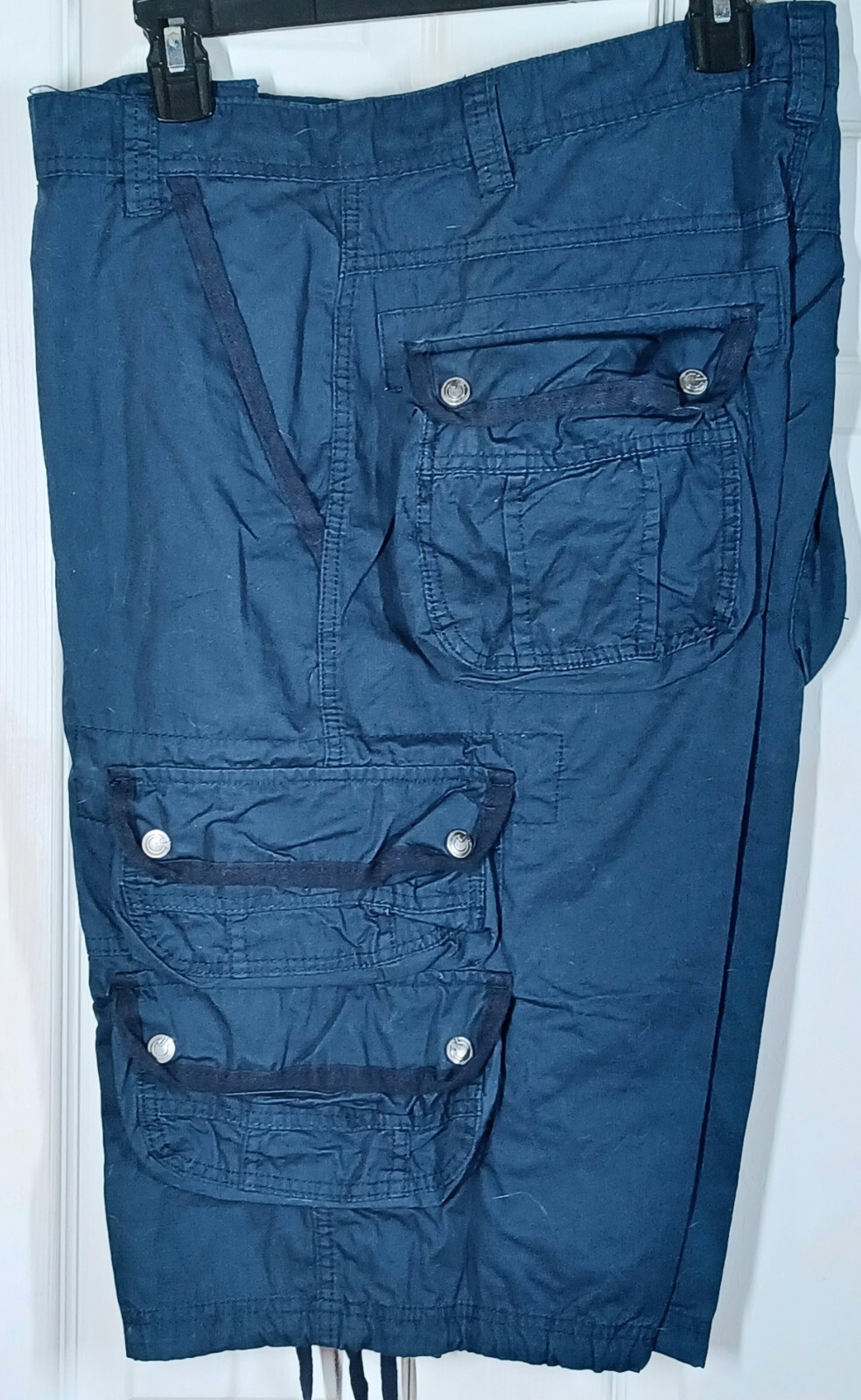 MSLM Mens Cargo Shorts SIZE 36, Dark Blue, Inseam 13″, Length 26″, Pockets, Zip