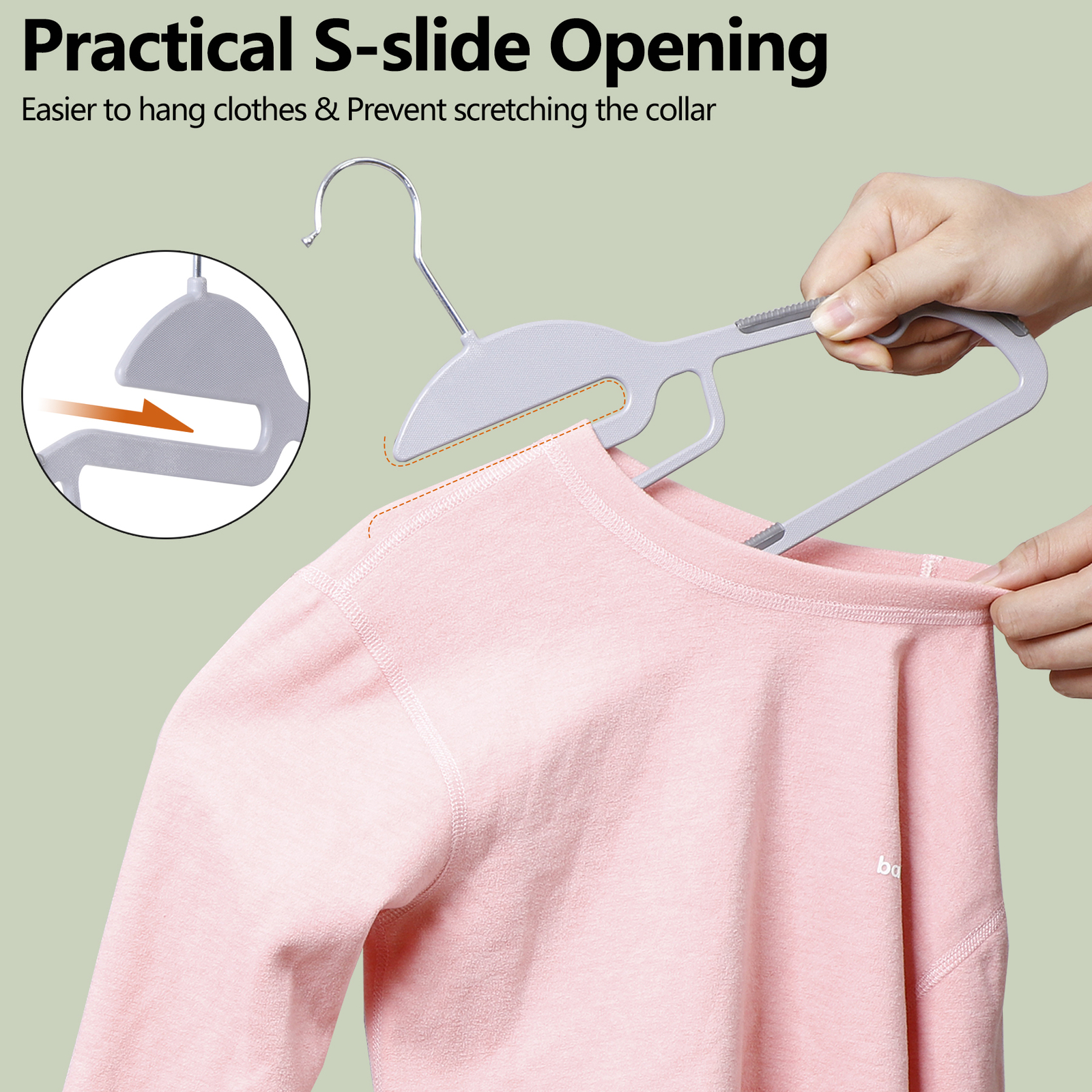 50 Pack Heavy Duty Plastic Hangers Non Slip Clothes Hangers for Coats Pants Gray