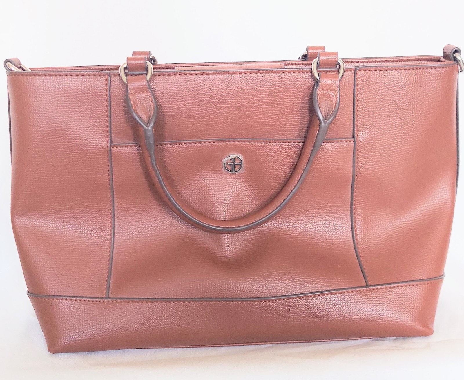 Giani Bernini Saffino Flower Satchel Bag Brown Pink