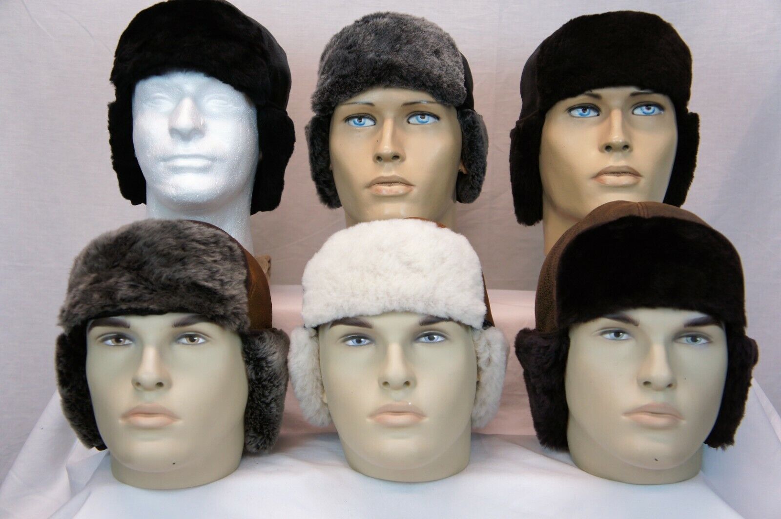 6 colors REAL SHEEPSKIN SHEARLING LEATHER HAT Trapper Ushanka Hunting warm M-3XL