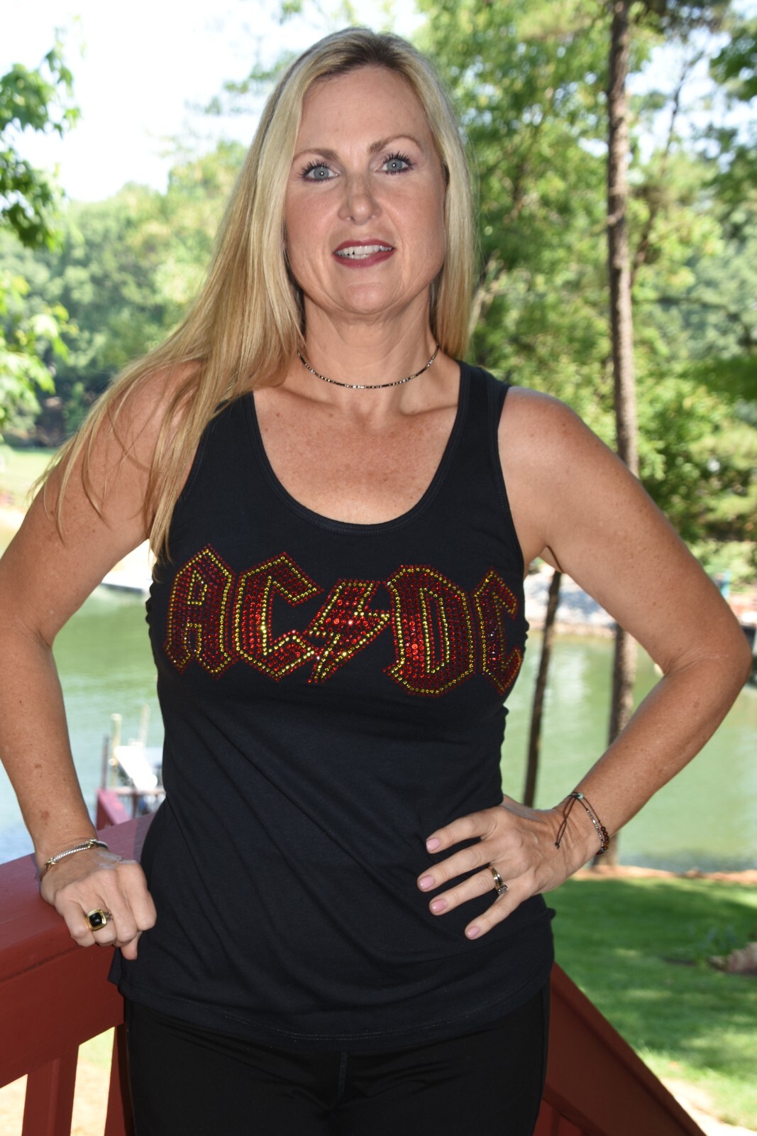AC/DC rhinestone bling shirt or tank XS S M L XL XXL 1X 2X 3X 4X 5X