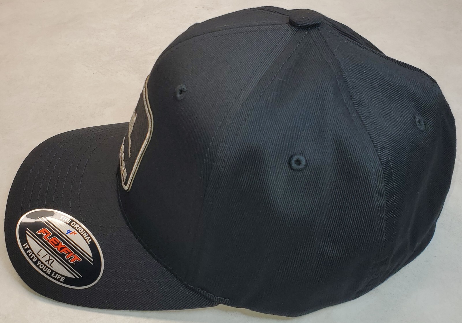 John Deere Black Patch on Flexfit Style 6277 Hat / Black – L/XL 7 1/8″ – 7 5/8″
