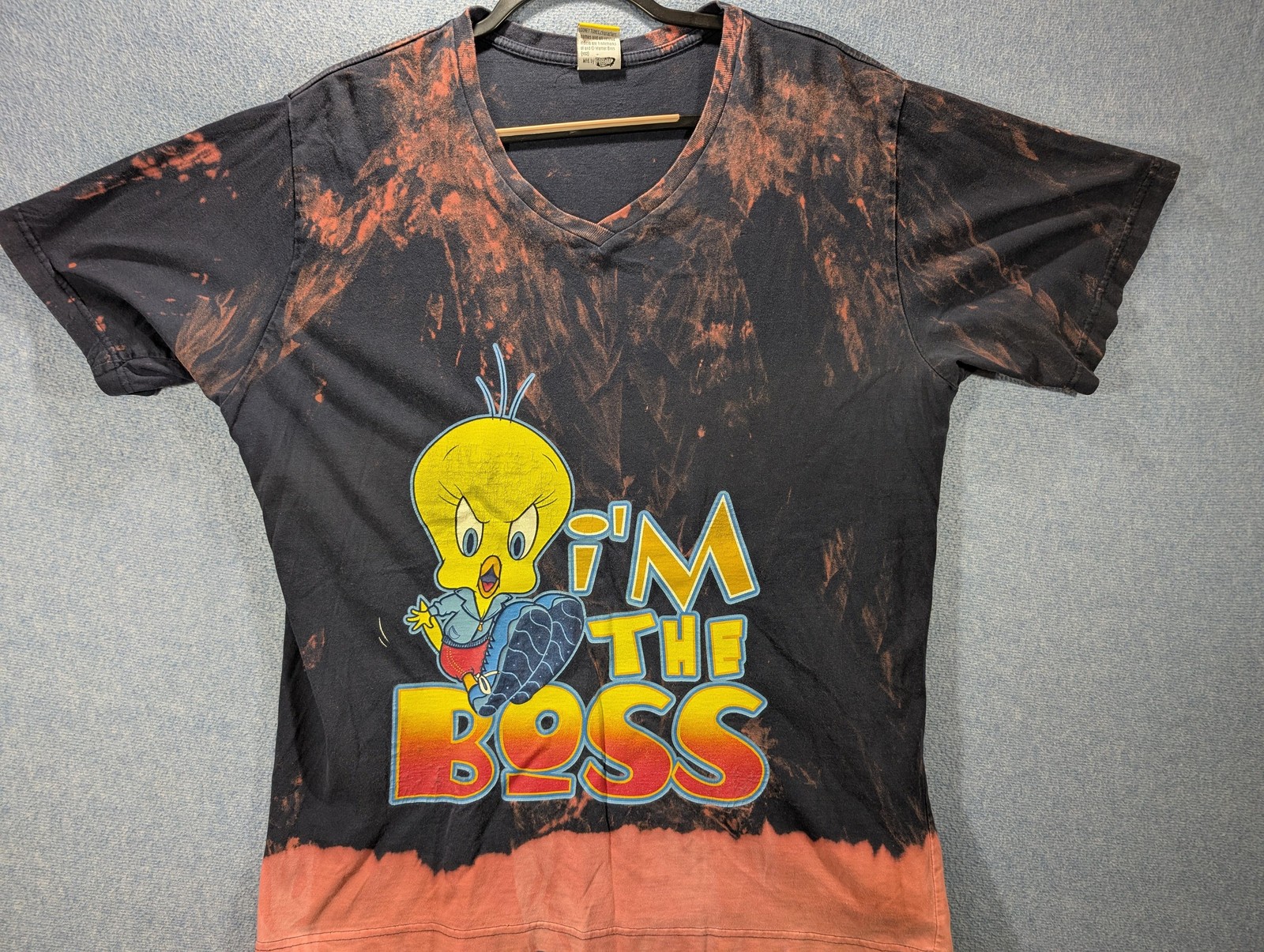 Vintage Looney Tunes Shirt Womens XL Black Bleach Tweety Boss Graphic 2000s