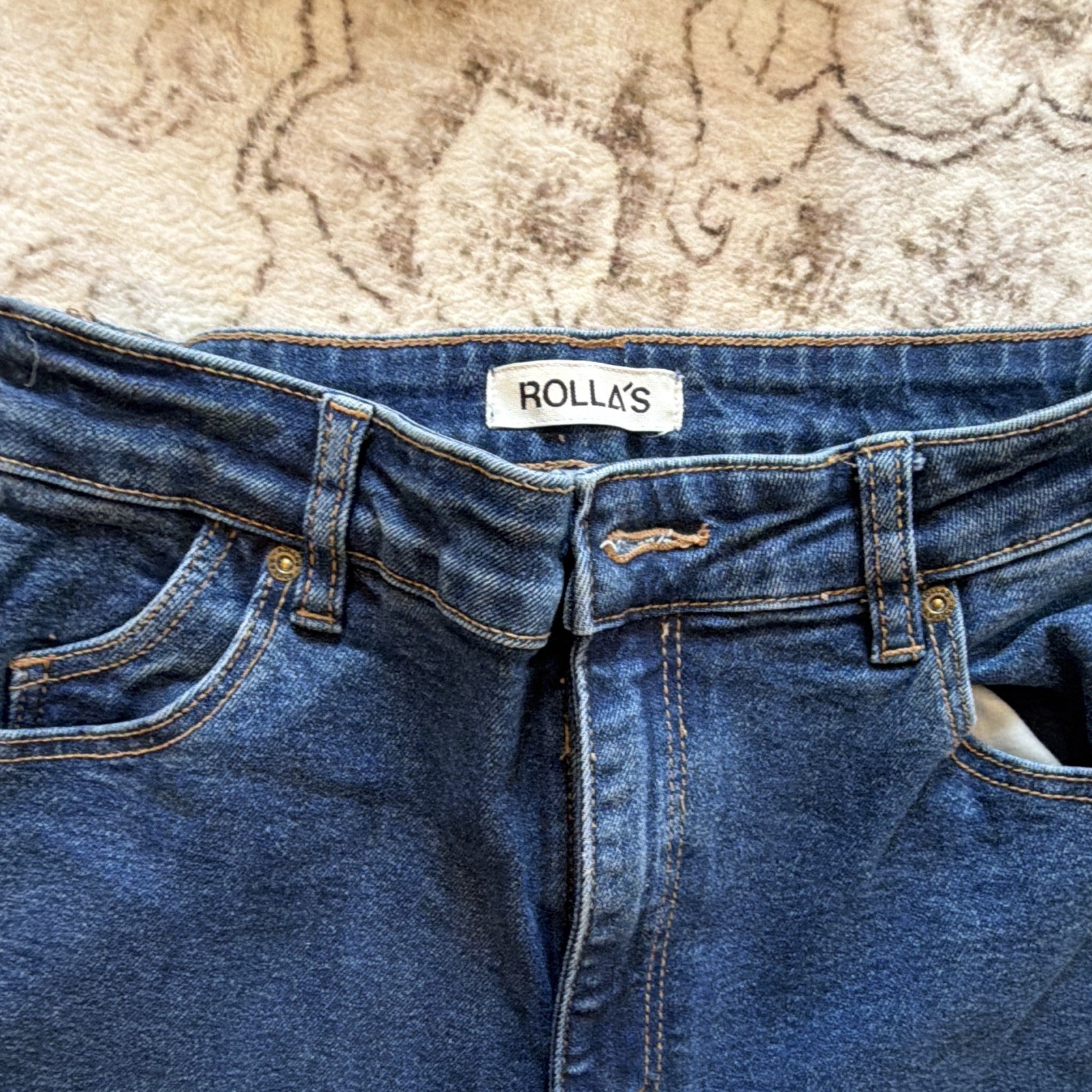 Rollas Women’s Eastcoast Flare Jeans High Rise, Dark Wash, Stretch, 27″