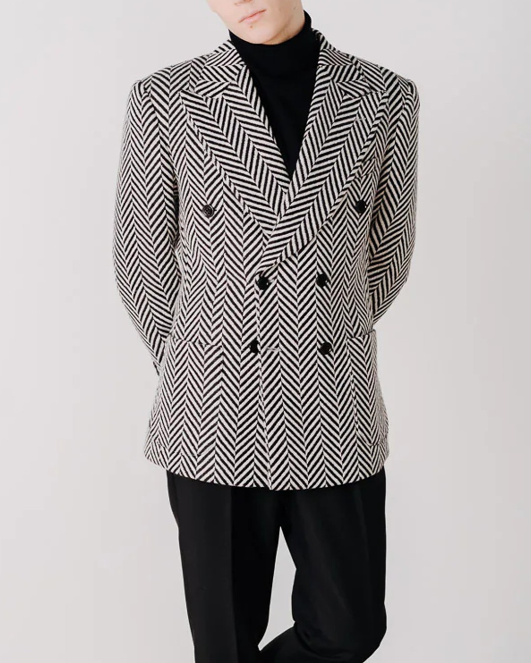 Business Men Suits Herringbone Wedding Party Tuxedos Tailored Wool Blend Tweed