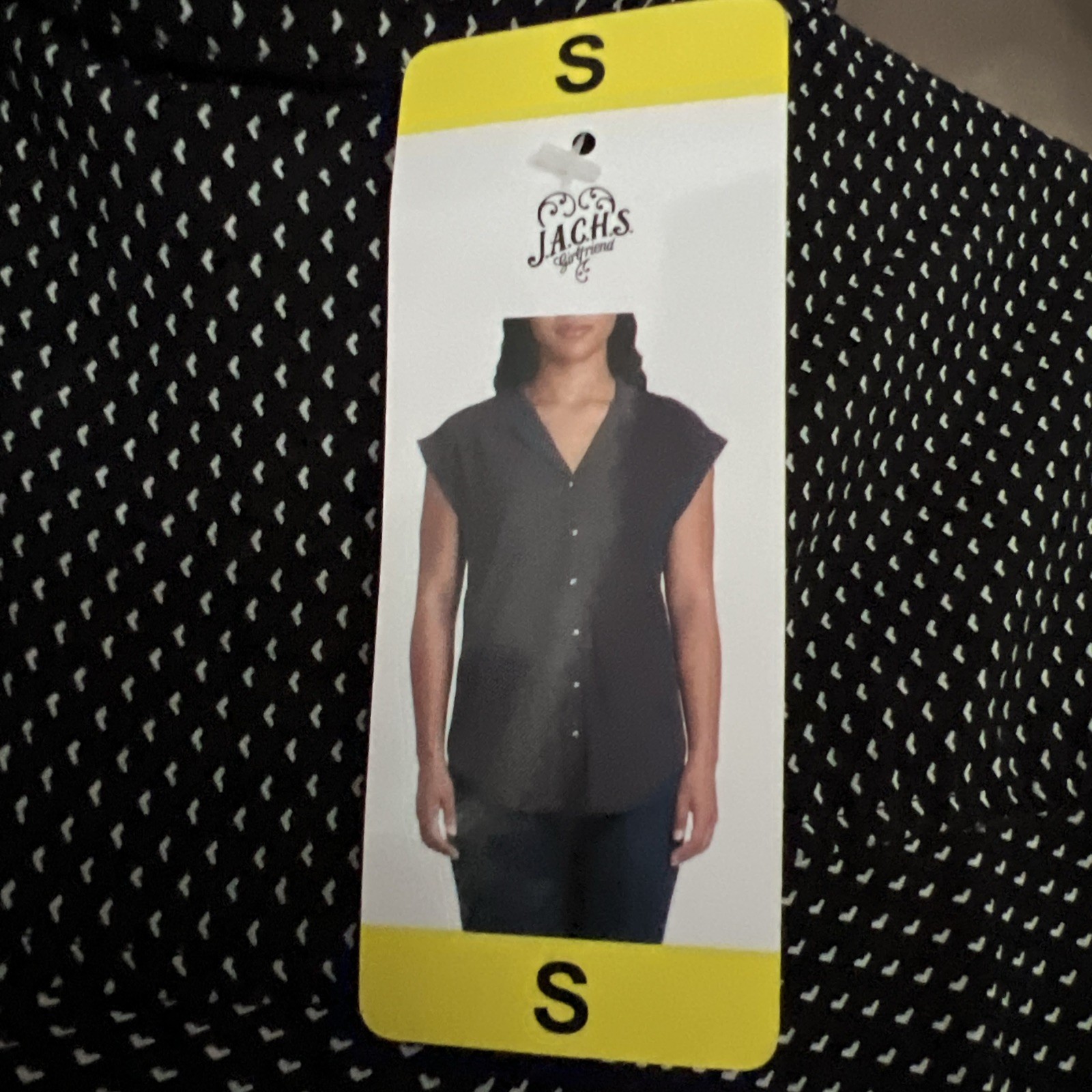 Jachs New York Girlfriend Ladie’s S Shirt Top Blouse Short Sleeve Black Dots