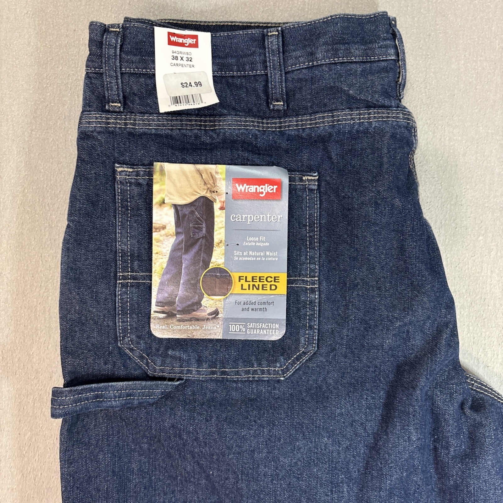 Wrangler 38×30 Carpenter Fit Jeans Hammer Loop, 94LSWDV, Brand New With Tags