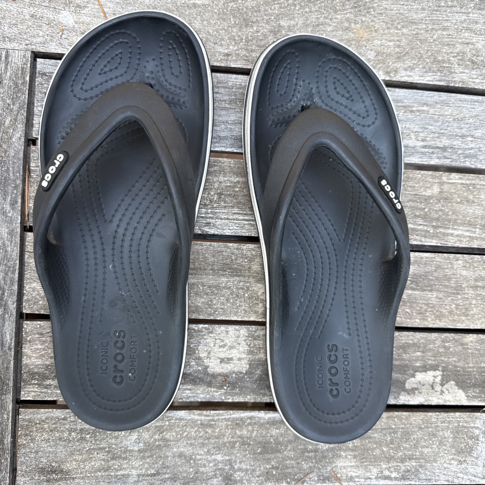 Crocs Sandals Bayaband Black White Flip Flops Water Friendly Women’s 8 Men’s 6