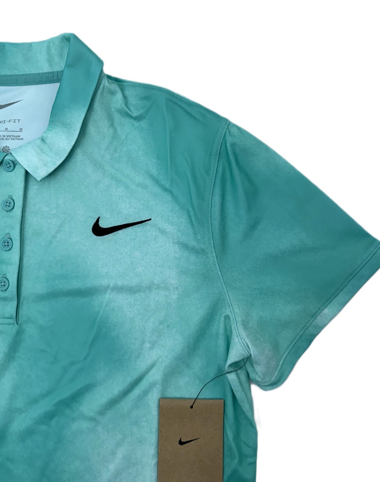$65 Nike Women’s SS Golf Polo Shirt-FQ1798 Glacier Blue/Green Frost-Medium-New