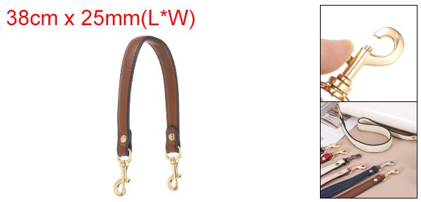 15 Inch Leather Purse Strap 1 Inch Short Handle Bag Strap Brown/Light Gold