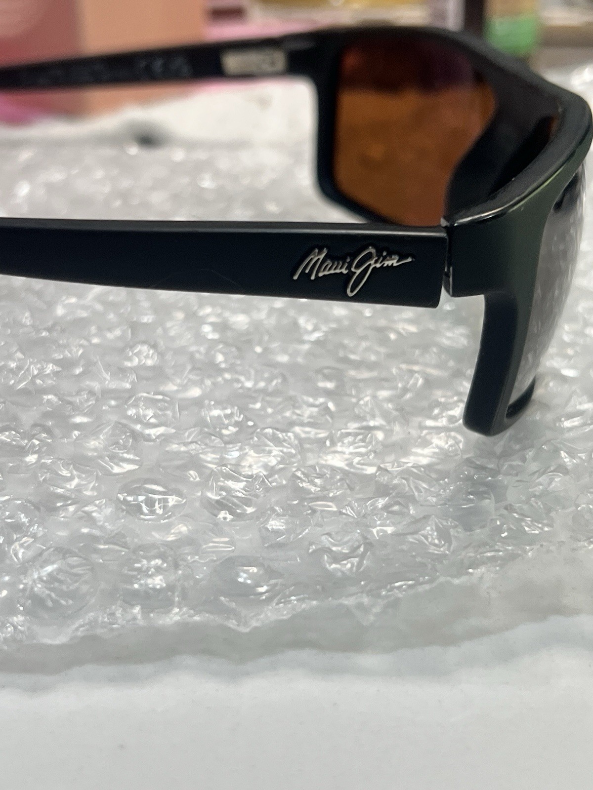 Maui Jim Men’s Rectangle Sunglasses Black Plastic Frame Brown Tinted Lenses