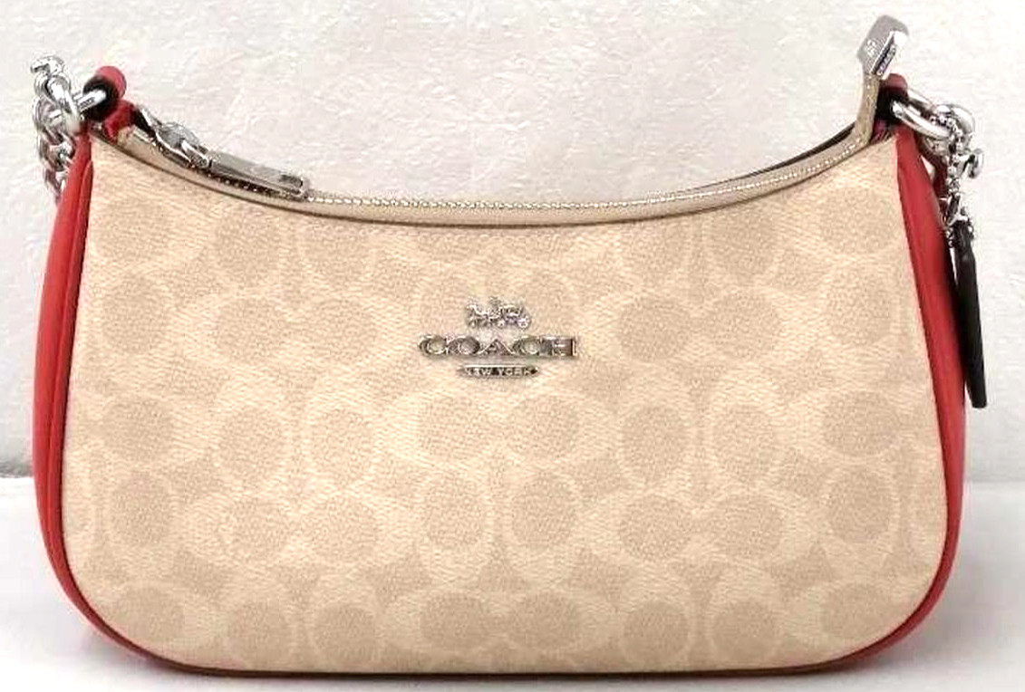 COACH Teri Shoulder Bag CV933 Signature Coated Canvas Crossbody Used Japan