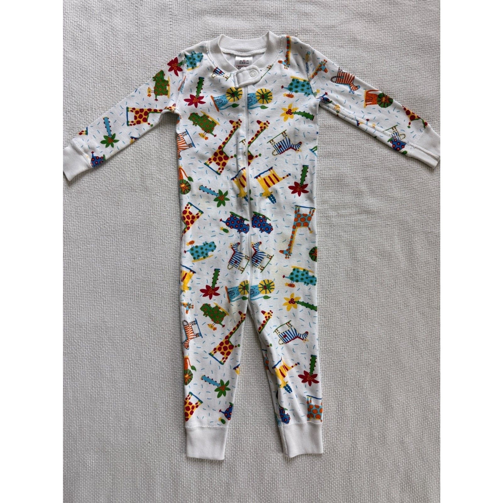 Hanna Andersson Organic Cotton Sleeper Pajamas 18-24 Months 80 cm Animal Print