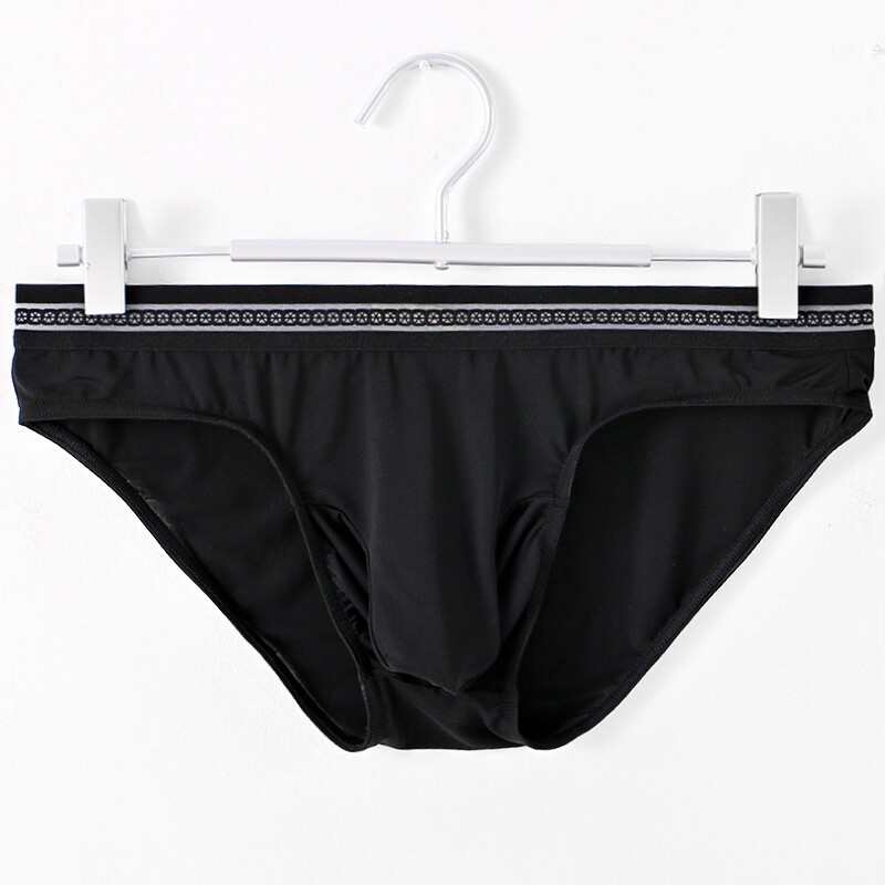 Men Translucent Ice Silk Underwear Penis Sheath Briefs Low Rise Pouch Underpants