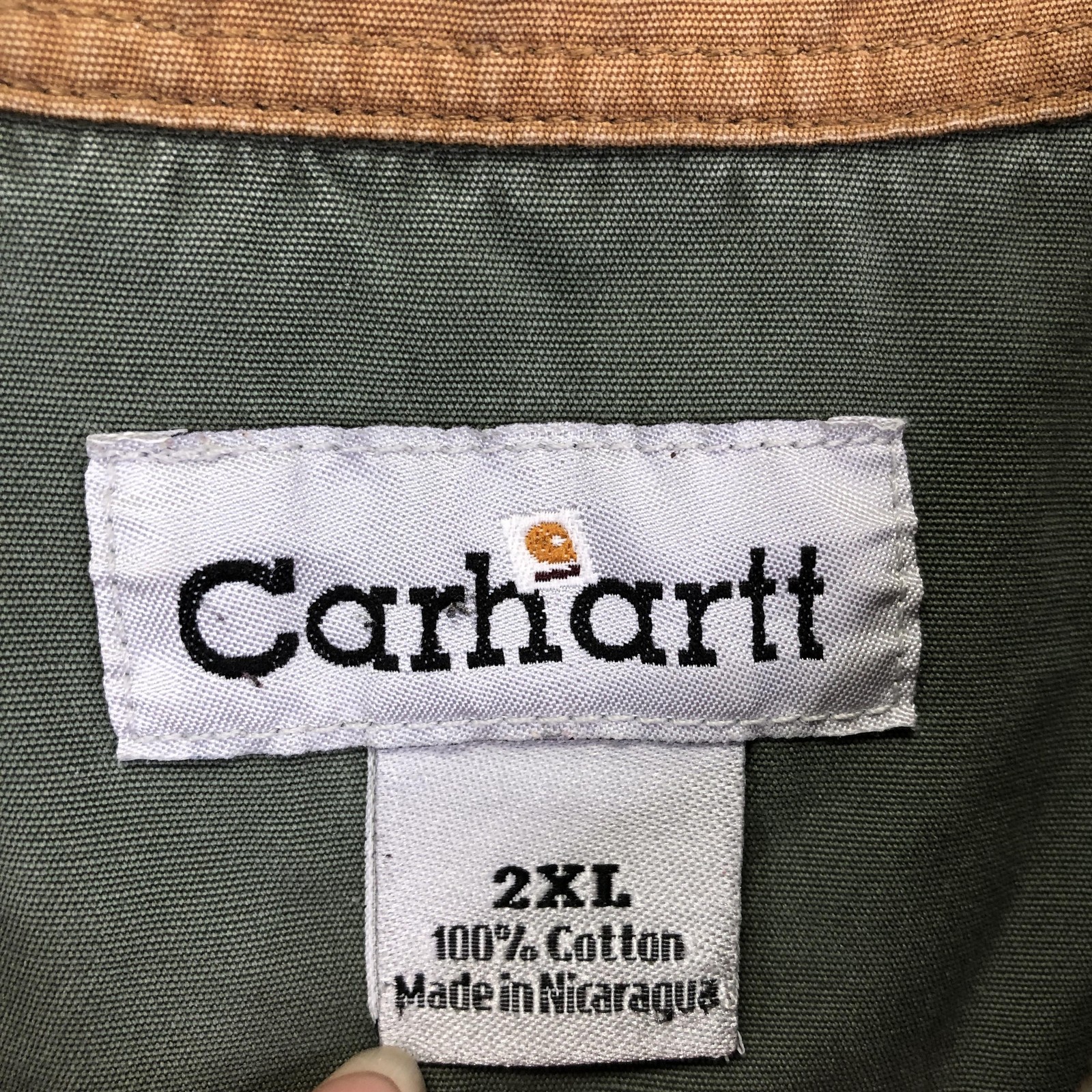 Carhartt Shirt Mens 2XL Green Solid Short Sleeve Button Front Casual Workwear