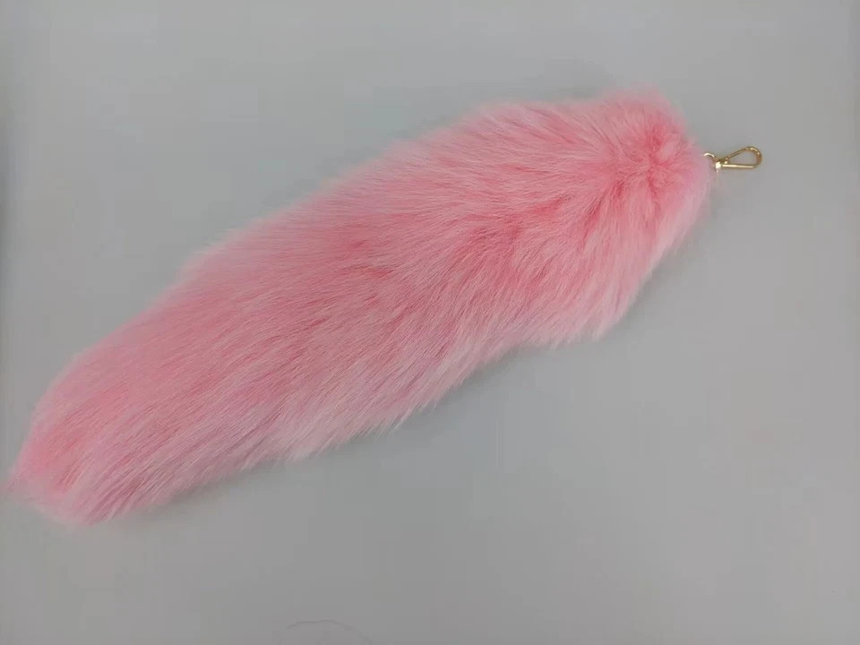 16″-18″ Real Fox Fur Tail Keychain Bag Charm Furry Pendant Costume Cosplay Toys