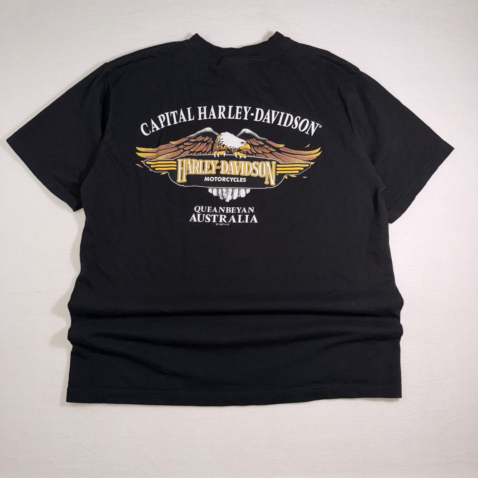 Vintage 2005 Harley Davidson Australia T Shirt Black Eagle Biker Motorcycle XXL